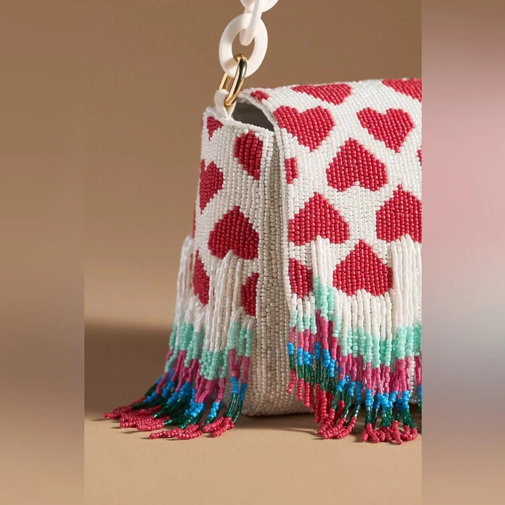 Anthropologie BEADED HEART SHOULDER BAG Style No. 95659405 - Picture 3 of 3